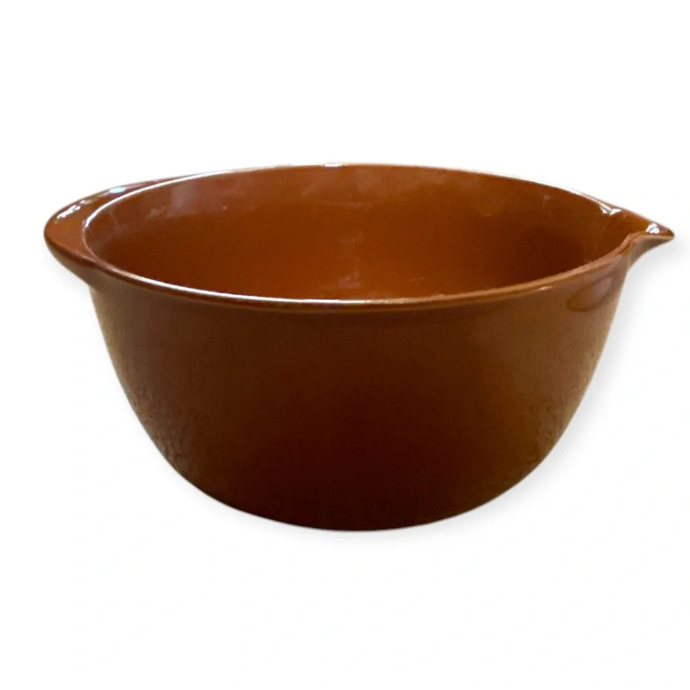 Vintage‎ Brown Mixing Bowl with Spout, Made in Japan, Japanese Stoneware